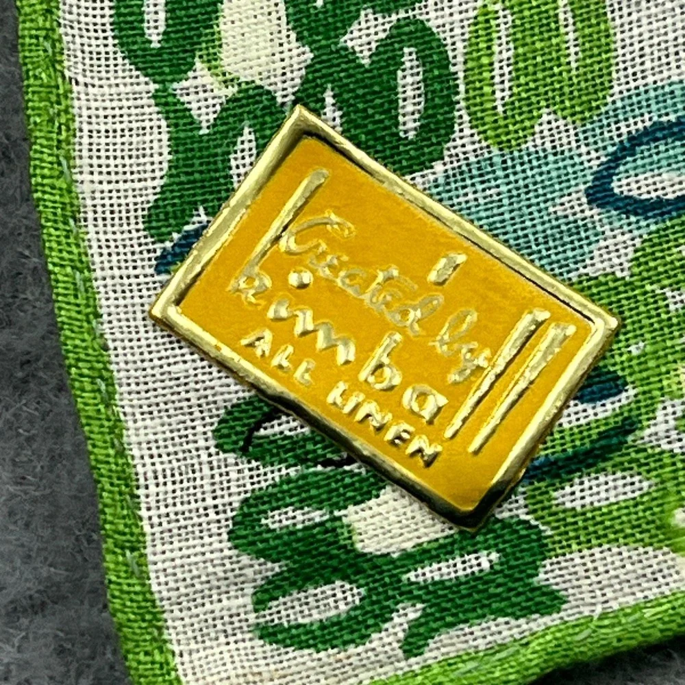 VTG  Handkerchief Kati‎ Vegetable Zucchini Gourd Green Linen Art 14.5